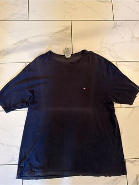 Tommy Hilfiger Navy Short-Sleeve Crewneck Tee with Flag Logo